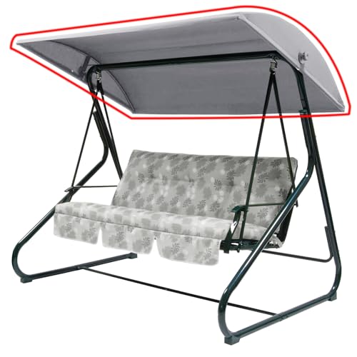 WingFly Replacement B&Q Colorado 3 Seater Garden Swing Hammock Canopy Top Cover Only 194 * 124cm For Swing Garden Hammock (Grey)