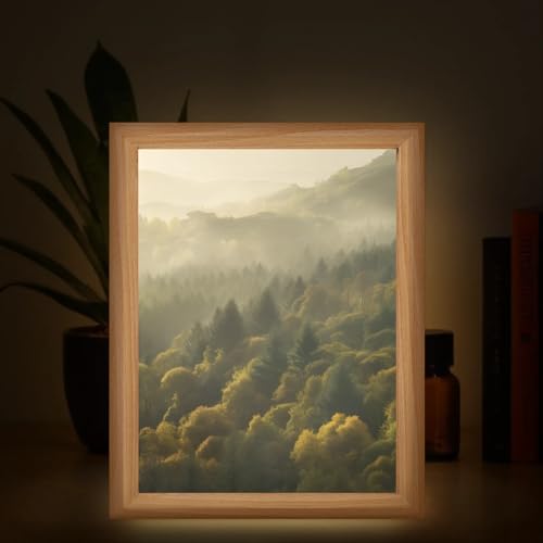 Light Up Painting, Mystical Forest Wall Art Picture Light Bright Forest Light Up Desktop Art Frame, 10 Brightness, USB Powered, 3 Lighting Modes, Anxiety Relief Decor Gift for Bedroom Home