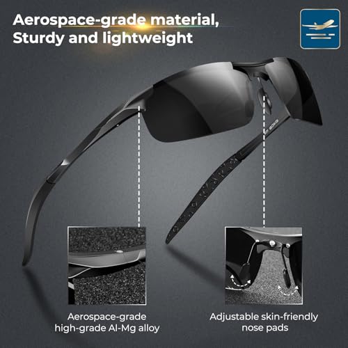 Image of DADA-PRO Polarized Sunglasses Men Sport Driving Sun Glasses Ultralight Al-Mg Mirrored Shades UV400 Protection