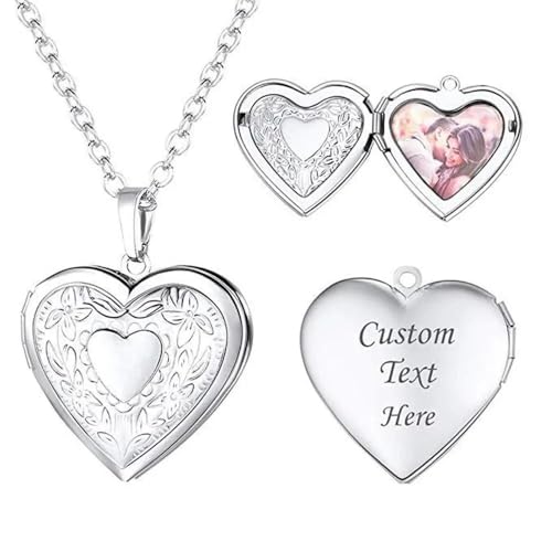 Collier médaillon coeur en argent 925 ciselé style vintage - 2