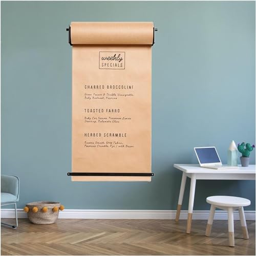 Kraft Paper roll Wall Mounted Note Dispenser and Cutter, Kraft Display Memo Board for Flower Shop/Cafe/Office (67cm/26.4inch Wide)