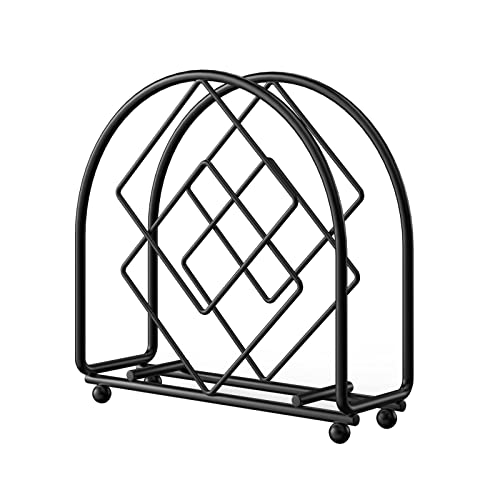 Porte Serviette de Table, Porte Serviette Papier Table, Porte Serviette Table Inox, Art Moderne Range Serviette de Table avec Tapis Antidérapant pour La Maison Cuisine Salle à Manger Salon (Noir) Cover
