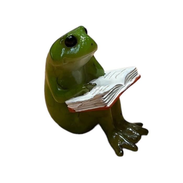 カエル 置物 読書をするカエル オブジェ Amazon.co.jp: ミニチュアアニマル カエル 読書するカエル 小さな動物