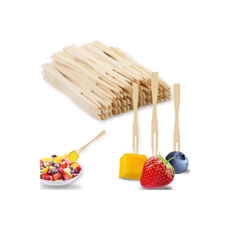 400PCS 3.5 Inch Appetizer Forks, Mini Forks, Mini Forks For Appetizers, Disposable Bamboo Forks Can Be Used For Desserts, Sandwiches, Burgers, Salads, Buffets, Drinks, Vegetables And More