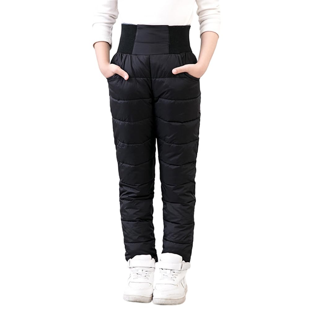 Pantalones de nieve unisex para niños y niñas, de cintura alta, gruesos, cálidos, para invierno, pantalones de nieve con cintura elástica para niños de 2 a 10 años
