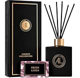 Reed Diffuser - Fragrance Diffuser for Home - 5 oz. Oil Diffuser Sticks - Bathroom Diffuser Set- Oil Diffuser Reeds - Scent Sticks in Oil-Office Smell Good Stuff (Black, Fresh Linen)