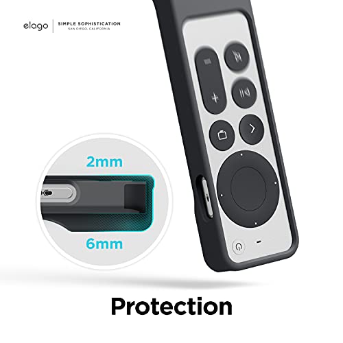 elago Funda R1 Compatible con Apple TV 4K Siri Remote 3.ª generación (2022) y 2.ª generación (2021), Tecnología Magnética, Cordón Incluido, Gran Agarre, Absorción de Golpes, Protección (Negro)