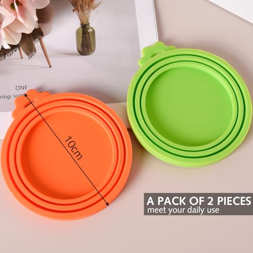 2 Packs Can Lids for Tins Silicone Pet Can Lids, Dog Cat Food Can Covers, Universal Size Can Toppers, 1 fit 3 Standard Size Food Cans BPA Free Dishwasher Safe Can Tops (orange and green) - Image 5