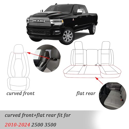 Housses de siège auto en cuir Dodge RAM 1500 2500 3500 2010-2023 accessoires voiture rouge - 6