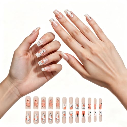 Halloween Press On Nails Design Reusable Fake Nails for Women Party (24PC) - image 1