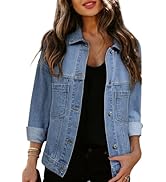 Sidefeel Women's Denim Jean Jackets Casual Long Sleeve 2024 Fall Outfits Boyfriend Coat with Pockets