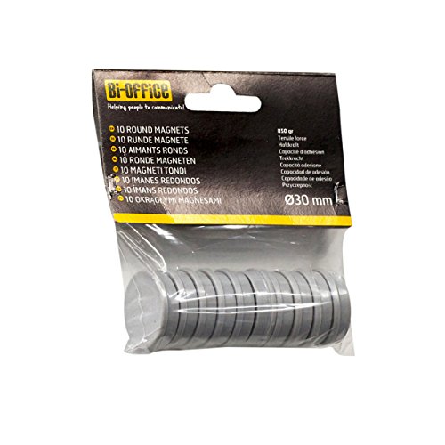 Bi-Office Lot de 10 Aimants rond 30 mm Gris Cover