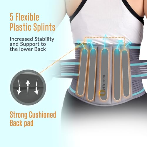 Image of Lumbo Sacral Belt, Back Support Brace for Men & Women | Lower Back Pain Relief Belt | Adjustable Lumbar Support for Posture, Injury Recovery & Everyday Use (Grey, XL)
