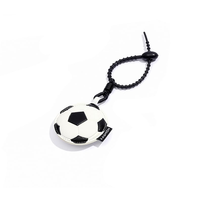 Image of Leather Ball Keychain Wristlet Sports Key Ring Car Key Wallet Backpack Bag Gym Accessories Gifts for Men Women