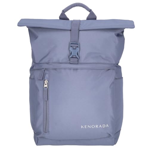 Kenorada Rucksack Whitney Roll-Up | moderner Tagesrucksack mit Rolltop | gepolstertes Laptopfach (bis 17) | verstellbare Schulterriemen | Zwei Außenfächer und Innenfach (Rauchblau)