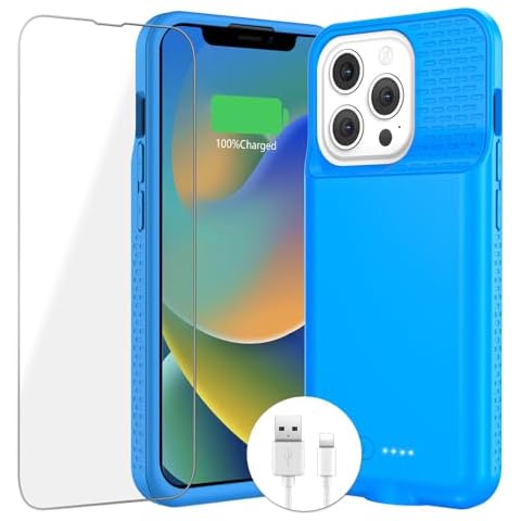 BOPPS Battery Case for iPhone 14 Pro Max/13 Pro Max/14 Plus,2024 Upgraded Powerful 8000mAh Portable Extended Charger Case Cover for iPhone 14 Pro Max/14 Plus/13 Pro Max Charging Case (6.7inch),Blue Cover