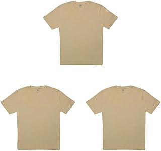 تي شيرت للرجال من سوتكس، كم قصير، رقبة دائرية، سادة، كاكي، XL (عبوة من 3 قطع)