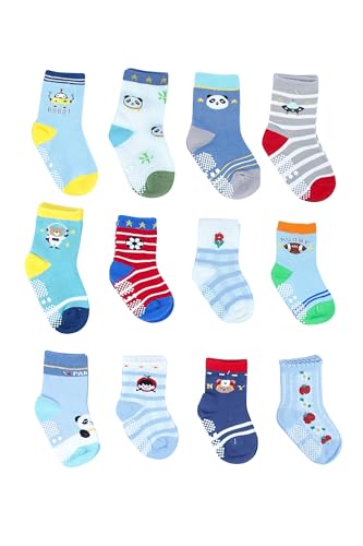 Image of NEOBABY Dotted Anti Slip Grip Socks for 1 Year to 5 Years Kids Boys & Girls (Assorted /Random Designs)