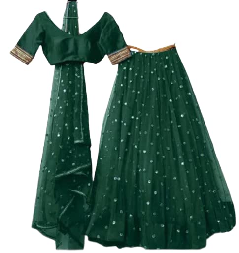 LAZY & CRAZYA lady's First Love Women's Party Semi-Stitched Sequence Net Lehenga Choli with Dupatta