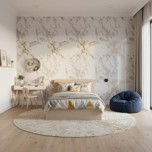 Image of VKR Peel & Stick Waterproof Marble Wallpaper Roll | Removable Self Adhesive Vinyl Sheet for Kitchen Counter, Cabinets, Tables & Furniture Makeove (Gold White, Pack of 1)