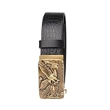 YOUMEISI Cinture, Cinture a cricchetto da Uomo, Cintura da Uomo in Pelle Cowboy Western Stampa Coccodrillo con Fibbia Quadrata in Metallo con Aquila Dorata