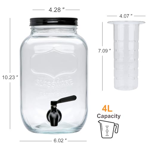 image for 1-Gallon Drink Dispenser,Accguan Glass Water Dispenser with Black Tin 