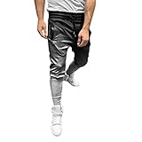 beetleNew Mens Pants Herren Hose mit Gradienten Bedruckt, elastischer Taille, lockere Passform, modisch, für Fitness, Sport, Workout, Joggerhose mit Taschen Gr. 34-37, Schwarz