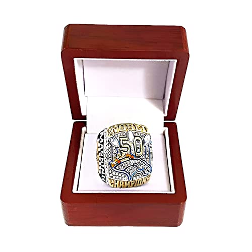 Bagues de Championnat du Super Bowl Réplique de Bague Mustang MVP avec boîte de présentation en Bois Zircone Collections de Fans de Rugby LFN Cadeau de Thanksgiving pour Homme,No. 9 Cover