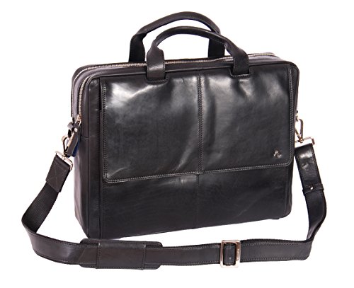 Mallette ordinateur portable 15,6" cuir véritable bureau messenger bag noir HLG620