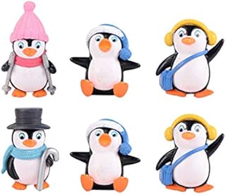 Cabilock 6Pcs Penguin Figurines Characters Toys Polar Animal Figures Doll Cake Toppers Micro Landscape Holiday Ornament for Fairy Garden Desk (Mixed Pattern)