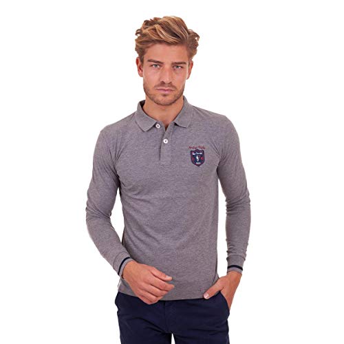 Polo jersey uni manches longues pour homme en pur coton confortable