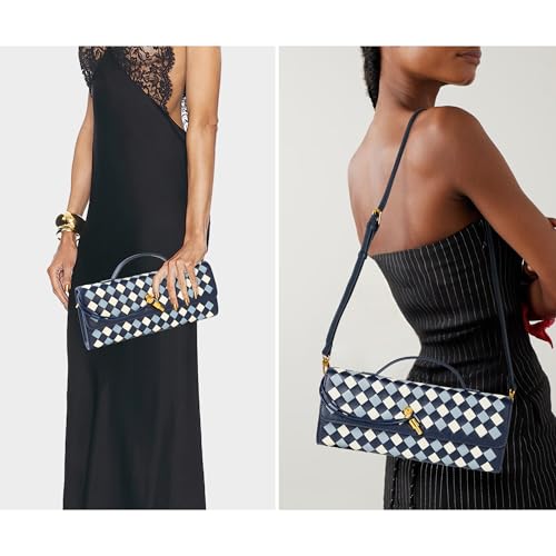 Image of Joryin Woven Purse for Women Evening Clutch Woven Leather Handbags Crossbody Bag Purse Formal Evening Bag, Vegan Leather