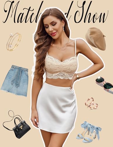 Image of Avidlove Lace Bralette for Women V Neck Cami Tank Y2k Camisoles Adjustable Spaghetti Strap Crop Top Non Padded