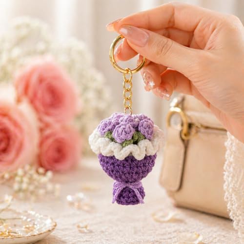 Image of Handmade Crochet Sunflower Keychain for Women & Girls, Cute Yellow Flower Key Ring Charm, Soft Yarn Knitted Gift, Bag Charm, Car Key Holder, Aesthetic Handmade Floral Accessory