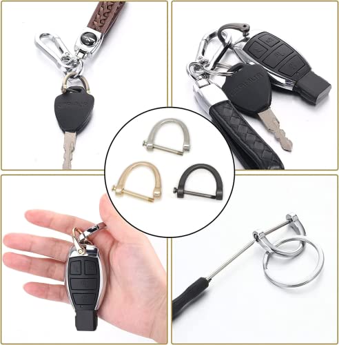Siganorpy 6 Pieces D Rings Screw In Shackle 19mm Horseshoe Buckle Horseshoe Shape D-Shaped Metal Hoop Locking One Screwdriver Use for DIY Keychain Leather Craft Purse Replacement - Image 3