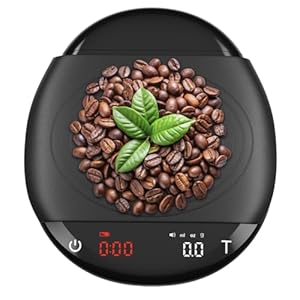 Digital Coffee Scale with Timer – Rechargeable Espresso Scale 2kg/0.1g High Precision Weighing in g oz ml Pour Over Coffee Portable Smart Scale for Kitchen Food Cooking Measuring Brown