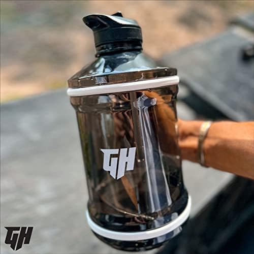 GH Sports 2.2 Litre Gym Water Bottle - Leakproof Water Bottle with Handle, Straw Lid & Flow Lid, Nylon Carrier Strap - Wide Opening - Portable Drink Container for Hiking, Sports, Camping & Travel