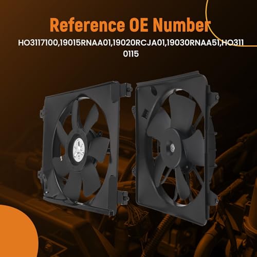 Image of maXpeedingrods Radiator Cooling Fan Assembly Set for Honda Civic with Blade Motor and Shroud RH LH 2006-2011, HO3117100 19015RNAA01 19020RCJA01 38615RNAA01