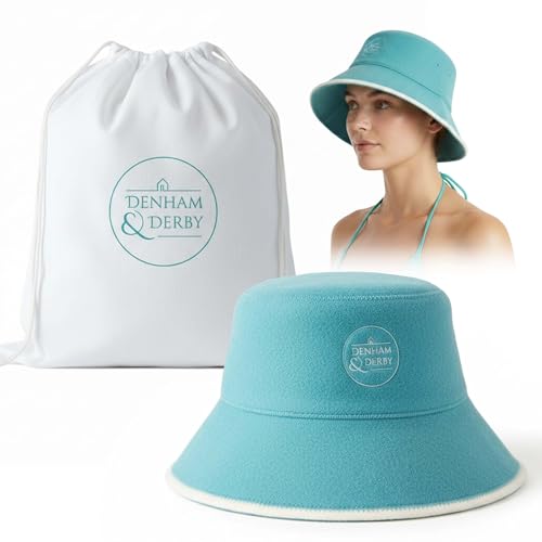 Stylish Sauna Hat for Women and Men - Wool Sauna Hat with Bag - Eco-Friendly Insulating Hats for Spa, Steam Room, Banya, Bathhouse, Comfortable, Breathable, handfinished, One Size Fits All Blue