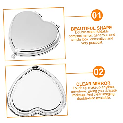 Fomiyes Heart-Shaped Cosmetic Mirror Small Hand Held Mirror Travel Makeup Mirror Heart Shaped Mirror Vanity Makeup Mirror Handbag Mirror Portable Makeup Mirror Portable Travel Mirror Metal #TOP1