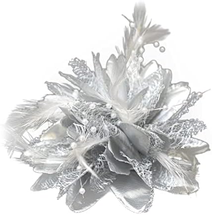 Flower Feather Bead Corsage Hair Clips Fascinator Hairband and Pin (Black)
