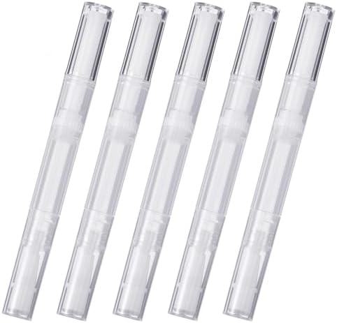 KINGMAS 5 Pack 3ml Empty Transparent Twist Pen, Disposable Cosmetic Container Lip Gloss Eyelash Growth Liquid Tube, Nail Oil Pen Brush