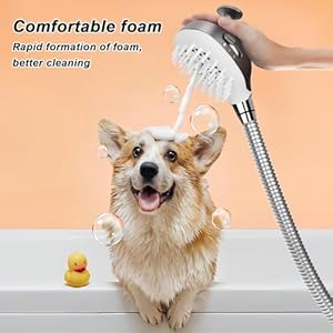 Dog shower sparyer attachment Shower Head with Silicone massage brush for pet dog bathing, Extra long 98'' Hose for Tub faucet Baby & Hair washing, pet bathing supplies Dog shower sparyer attachment Shower Head with Silicone massage brush for pet dog bathing Extra long 98 Hose for Tub faucet Baby Hair washing pet bathing supplies