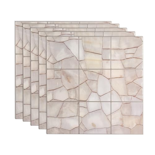 輝力士 タイルシール キッチン 耐熱 防水 厚め 洗面所 トイレ DIY 家具やアイテムの装飾 雰囲気転換 大理石風 タイルシート 壁紙シール 3D リメイクシート(30.5*30.5cm,5枚セット)