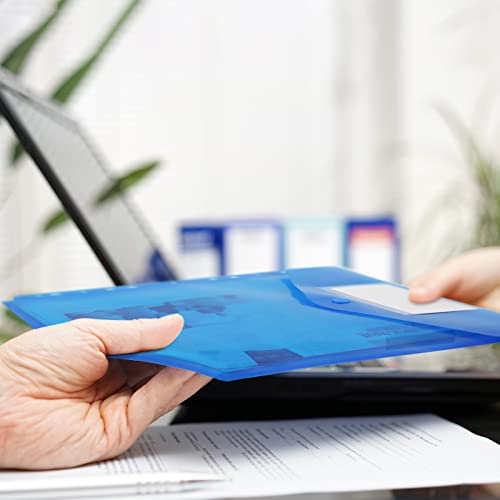 6 Packs Plastic Envelopes Binder Pocket 11 Holes Clear File Folders With Snap Button Closure & Label Loose-Leaf For 2/3/4 Ring Binder For School Home Office (Vertical-Opening) #TOP3