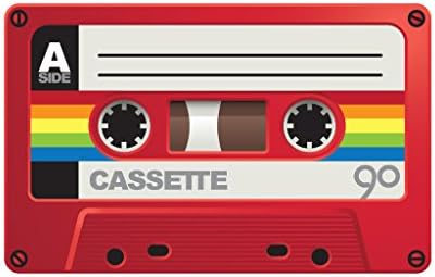 Applicable Pun Rainbow with red Old School Cassette Tape - Vinyl Decal for Outdoor Use on Cars, ATV, Boats, Windows and More - Color 5 inch image 3