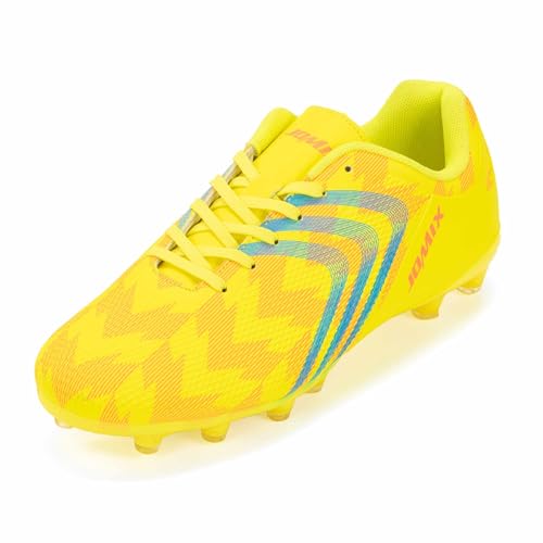 JOMIX Botas de Fútbol Hombre FG – Ligeras, Antideslizantes y Resistentes con Parte Superior Sintética(Amarillo, 43)