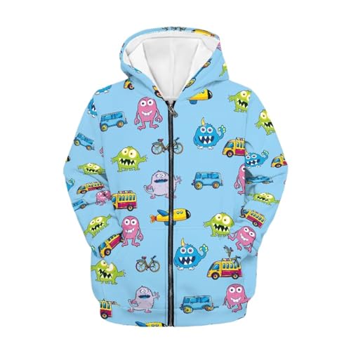 Boys Hoodie Kids Zip Hoodie Sweatshirt Cartoon Graphic Jacket Outwear Outfits Trendy Clothes with Pocket 6-12