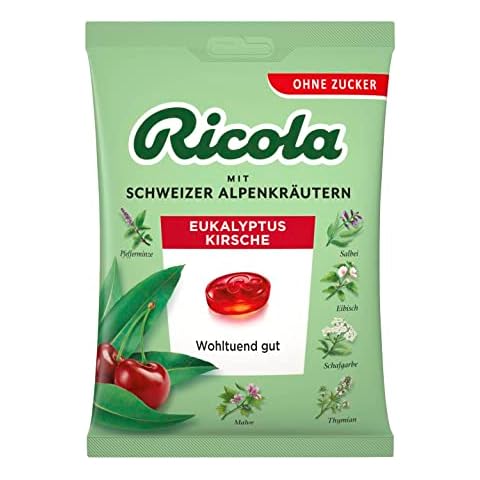 Ricola Eukalyptus Kirsche, 75g Beutel original Schweizer Kräuter-Bonbons Cover