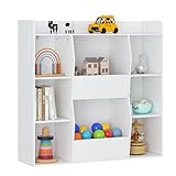 HIGH-QUALITY KIDS BOOKSASE: UTEX Kids bookshelf and storage is made of high-quality engineered wood, strong and durable; the toy cabinet is equipped with anti-tip device and certified by ASTM and CPSIA, safe and solid; The white painted finish makes ...